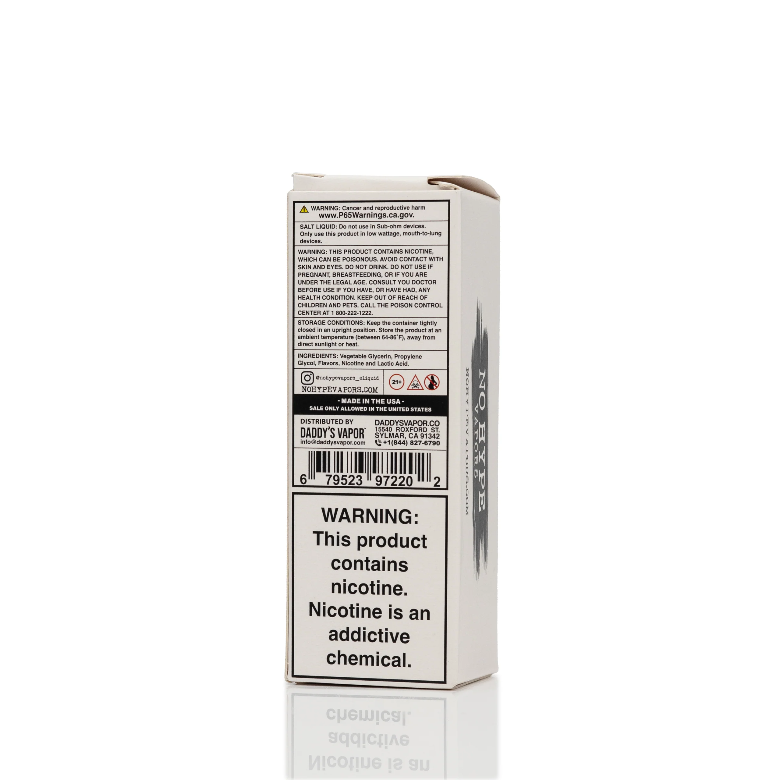 No Hype Vapors Salt Nic E-Liquid - Cafe Cappuccino - 30mL
