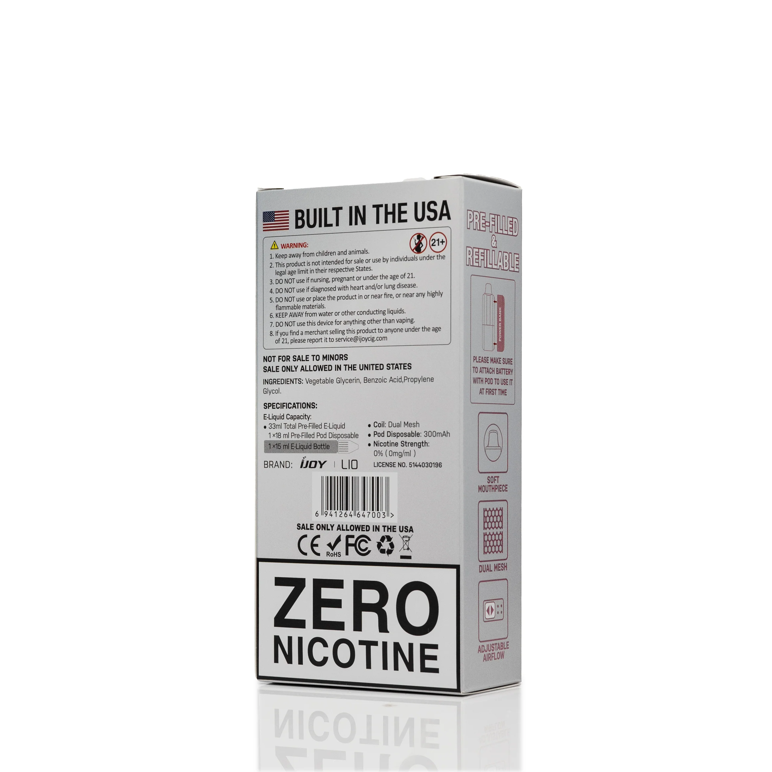 iJoy XP100K Replacement Pods Zero Nicotine